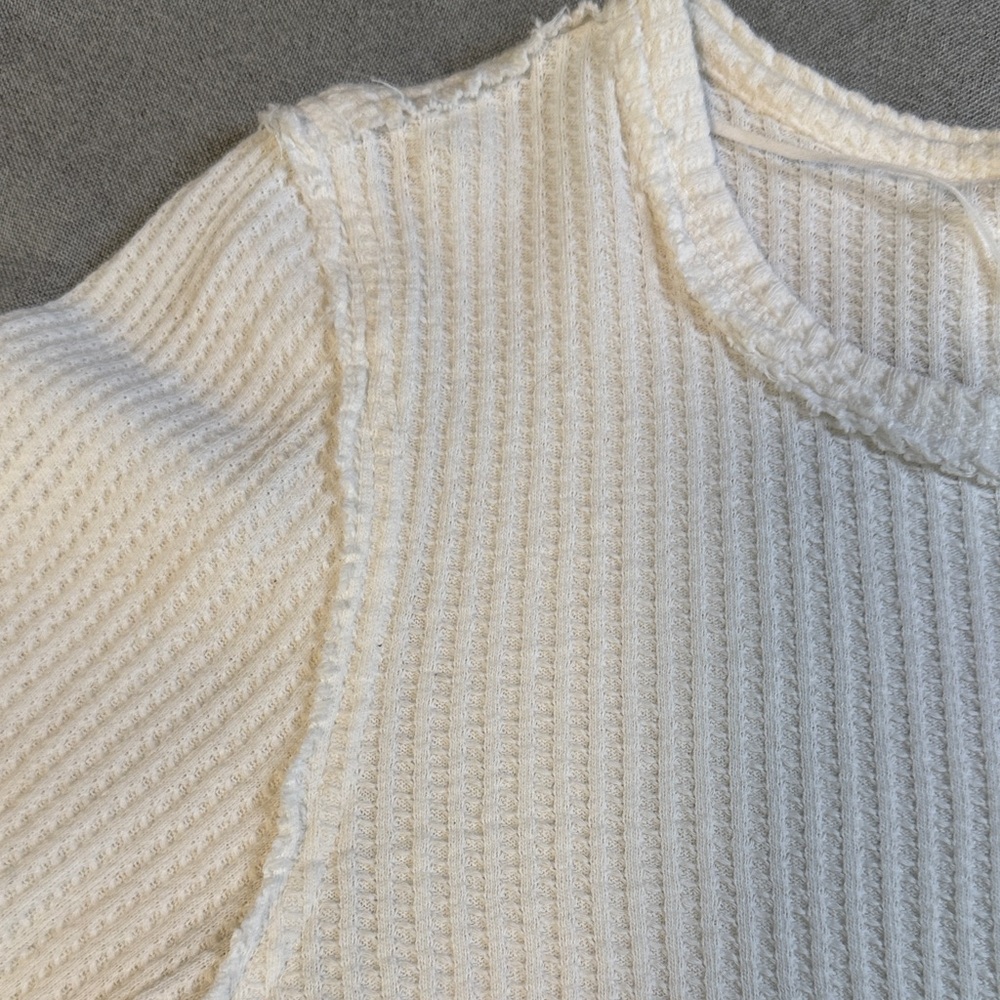 We The Free Cream Waffle-Knit Long Sleeve Top - Picture 4 of 7